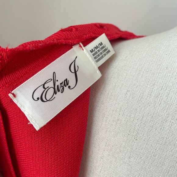 Eliza J Poppy Red Cap Sleeve Stretchy Knit Fit and Flare Dress M - Picture 8 of 9